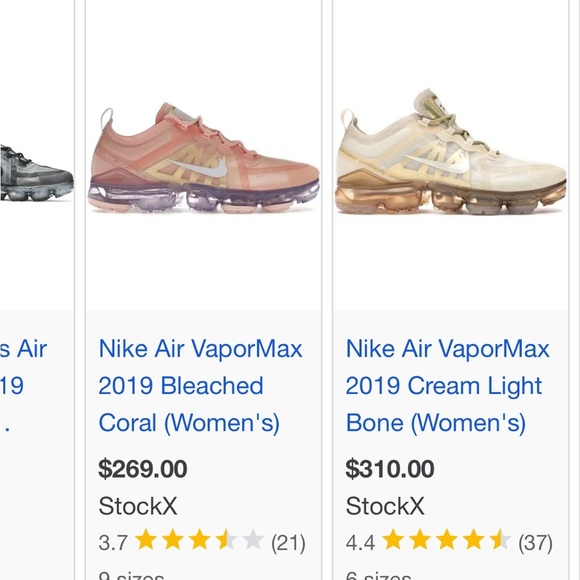 Nike Air VaporMax 2019 Cream Light Bone Women's Size 8.5  Style AR6632-101 - Picture 6 of 9